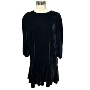 Ann Taylor Loft Velvet Dress Women S Long Sleeve Ruffle Hem Classic Fall Holiday